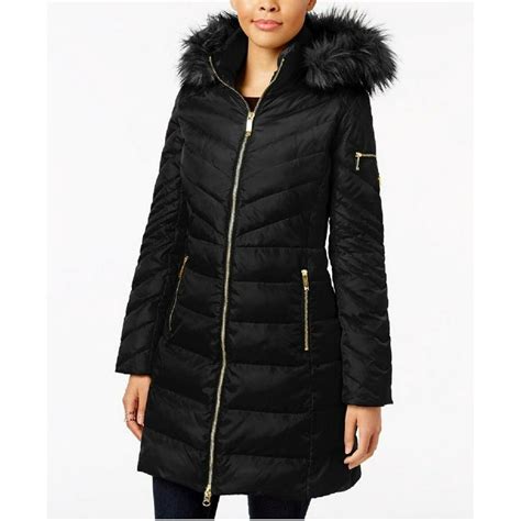 michael kors hooded faux-fur-trim down puffer coat created for macy's|michael kors fur puffer jacket.